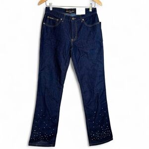 Baby Phat size 7 Dark Blue Bootcut Jeans with Rhinestones